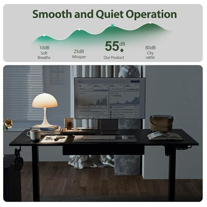 Agilestic 48 * 24 Inch Electric Standing Desk with Under Drawers, Black - color: Basic Black, size: 48x24 Inch