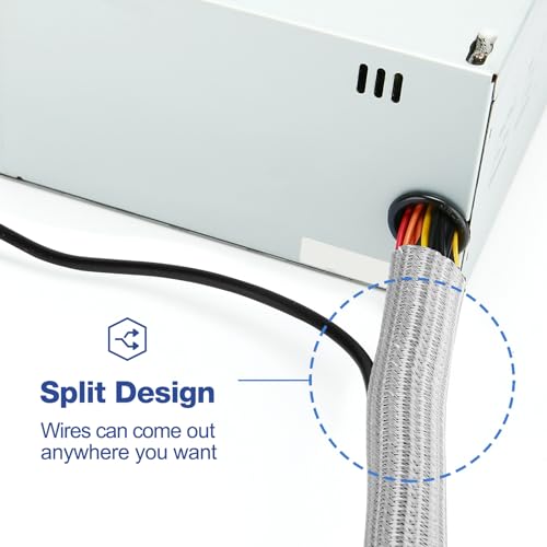 JOTO 10 Feet Cable Management Sleeve -Grey - color: Grey, size: 1 Pack, 120 Inches