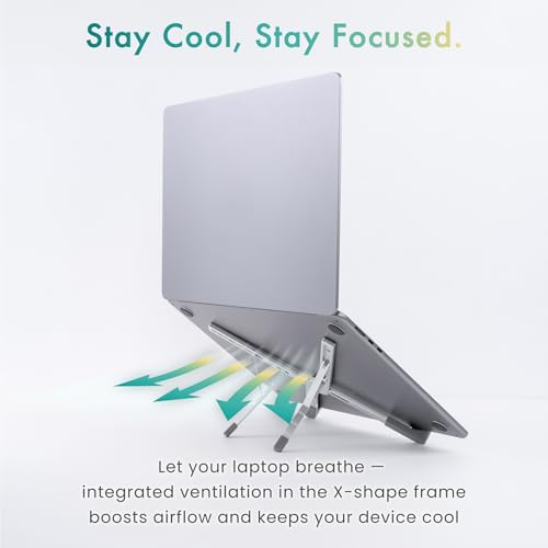 BELLEMOND Adjustable Laptop Stand | Foldable Aluminum Riser | X-Frame Ergonomic Japanese Design | Fits MacBook Pro/Air, Dell, Lenovo & 10–17.3” Laptops | Portable & Lightweight | Midnight Black - color: Midnight Black