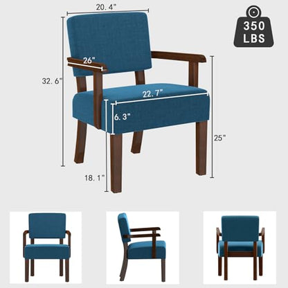 FAGAGA Accent Chair with Solid Wood Frame,Arm Chairs with Soft Seat - color: Blue, size: Chair