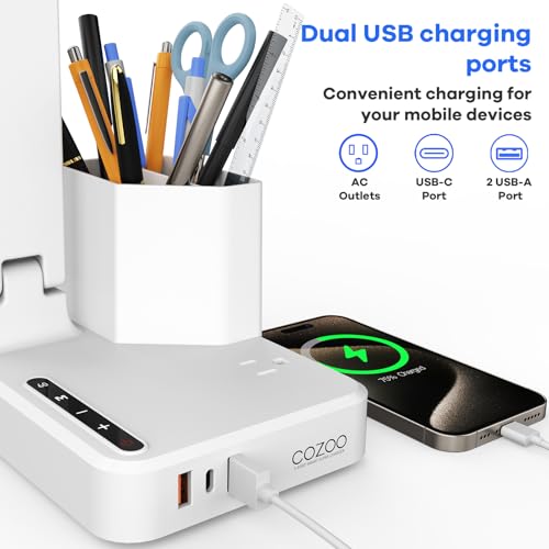 LED Desk Lamps for Dorm Office with USB C Charging Station, 800lm, CRI>90 - color: White