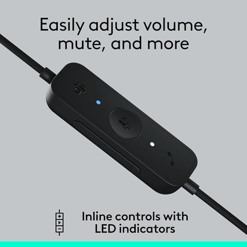 Logitech H570e USB Headset with Microphone, PC and Mac - Black | PC and Mac compatible, wired USB-C, inline controls, certified for Microsoft Teams - size: Teams, style: Mono