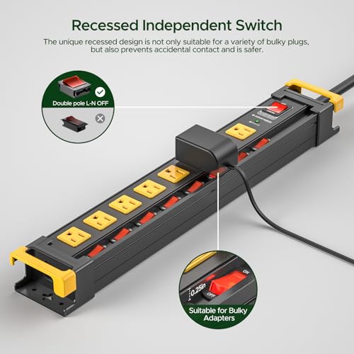 8 Outlet Heavy Duty Surge Protector Power Strip - size: 8 Outlet, style: 6FT