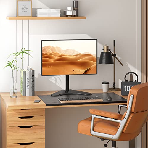 WALI Freestanding Vesa Monitor Stand for 13-32 inch Screens, up to 22 lbs | Single Monitor Stand for Desk, Full Motion with Height Adjustment, Tilt, Swivel, Rotation, VESA 75/100mm (MF001), Black - size: Single, style: Free-Standing