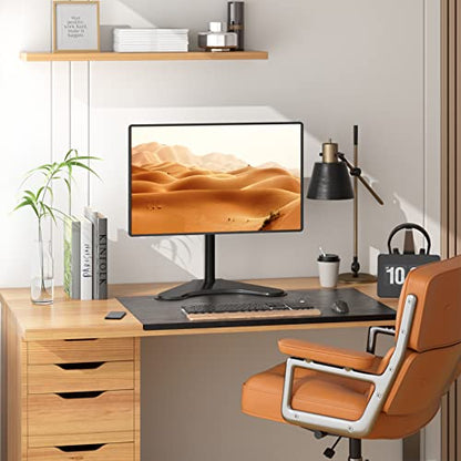 WALI Freestanding Vesa Monitor Stand for 13-32 inch Screens, up to 22 lbs | Single Monitor Stand for Desk, Full Motion with Height Adjustment, Tilt, Swivel, Rotation, VESA 75/100mm (MF001), Black - size: Single, style: Free-Standing