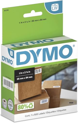 DYMO Authentic LW Multi-Purpose Labels, for LabelWriter Printers, Great for Barcodes, 1" x 2-1/8", 1 Roll of 500 (Pack of 10) - size: 10 Rolls