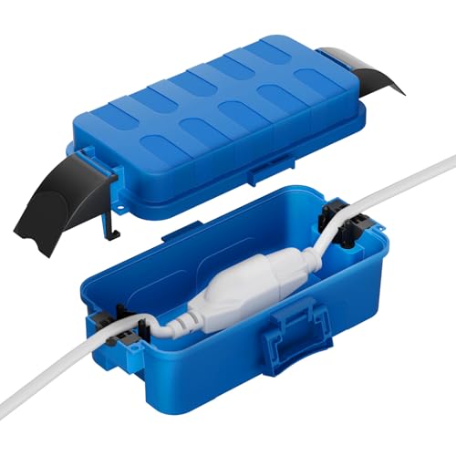 Flemoon IP55 Small Outdoor Electrical Box Waterproof, for Power Strip | Inner 5.9 x 3.2 x 1.8inch, Extension Cord Cover with Detachable Awning Covers for Plug, Outlet, Holiday Lights, Blue - color: Blue, size: Small