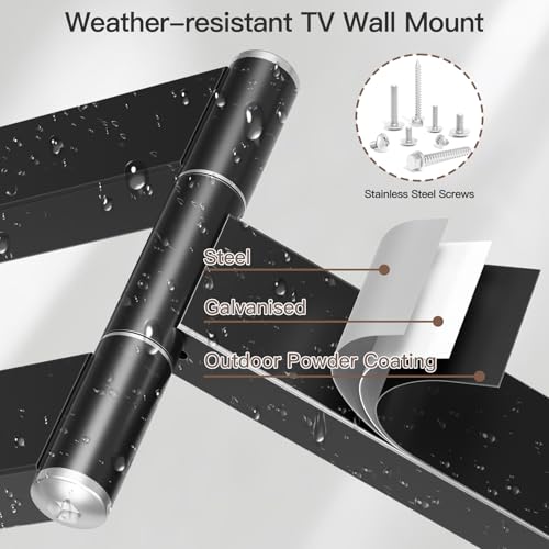 ELIVED Outdoor Long Arm TV Mount for 26-65" TVs, Max VESA 400x400, 77 lbs. | 37.4in long extension, weatherproof full motion bracket, swivel & tilt for patio outdoor televisions - size: Outdoor Arm: 37.4"