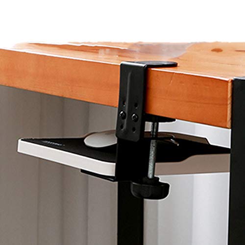 FUZADEL Ergonomic Mouse Tray Desk Attachment Mouse Platform Slide Out Extension Clamp On Wrist Rest Pad Under Desk Shelf (Black)