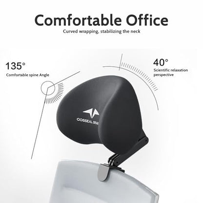 Memory Foam Headrest Attachment for Office Chair, Attachable Chair Head Rest, Desk Neck Support, Elastic Sponge Head Pillow in Home Office Desk Chairs