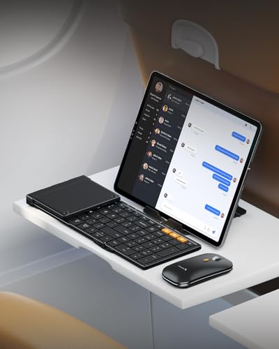 ProtoArc XKM01 Full-Size Foldable Keyboard Mouse Combo for Travel - Black - color: Black