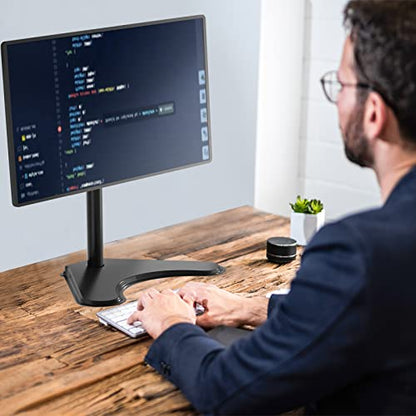 WALI Freestanding Vesa Monitor Stand for 13-32 inch Screens, up to 22 lbs | Single Monitor Stand for Desk, Full Motion with Height Adjustment, Tilt, Swivel, Rotation, VESA 75/100mm (MF001), Black - size: Single, style: Free-Standing