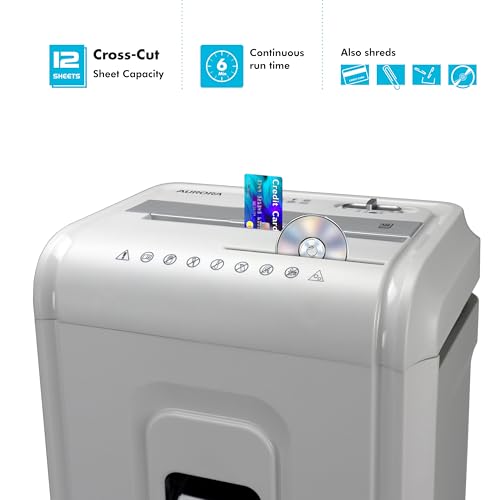 Aurora Anti-Jam 12-Sheet Cross-Cut Paper/CD and Credit Card Shredder with 4 Gallon Pullout Basket/Security Level P-4 - style: 12-Sheet Cross-Cut