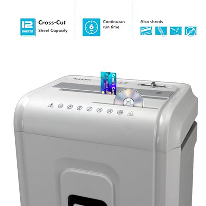 Aurora Anti-Jam 12-Sheet Cross-Cut Paper/CD and Credit Card Shredder with 4 Gallon Pullout Basket/Security Level P-4 - style: 12-Sheet Cross-Cut