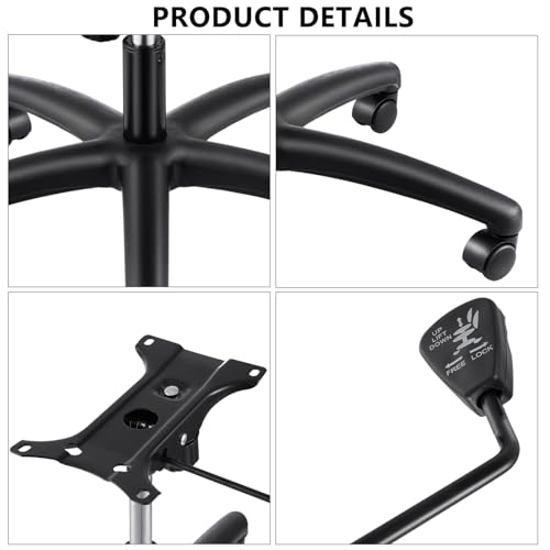 28" Heavy Duty Office Chair Base Replacement, Universal Swivel Chair Base with Gas Lift Cylinder & 60mm Casters, 350 lb Load Capacity for Office & Gaming Chairs