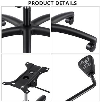 28" Heavy Duty Office Chair Base Replacement, Universal Swivel Chair Base with Gas Lift Cylinder & 60mm Casters, 350 lb Load Capacity for Office & Gaming Chairs