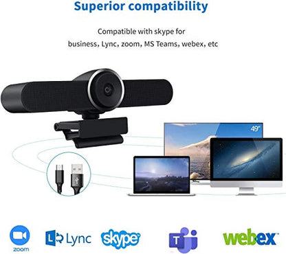 JACKLY Conference Room Camera with Microphone and Speaker, Wide Angle USB Video Conference Camera for Mac, PC, Laptop, Desktop (Black Big) - color: black big