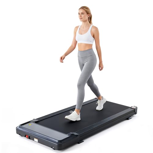 Sweetcrispy Walking Pad Treadmill for Home Office, Compact Quite Under-Desk Treadmills with Adjustable Speed and Remote Control, Portable & Slim Design for Workouts Fitness - color: Jet Black, size: Without Handrails