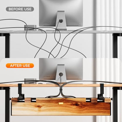 No Drill Thickened Under Desk Cable Management,38.5In,Wood-Grain - color: Wood-Grain
