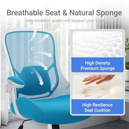 HYLONE 400lbs Heavy Duty Office Chair, Computer Desk Chair Blue | Office and Home, Big and Tall, 5" Thickened Seat, Ergonomic with Adjustable Armrests - color: Blue