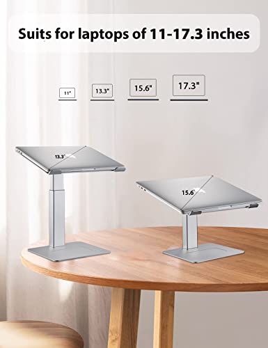 Laptop Stand for Desk, Ergonomic Sitting and Standing Laptop Riser for Notebook MacBook 11-17 Inches，DJ Laptop Stand Adjustable Height from 7-15 Inches Aluminum(Silver) - color: Silver