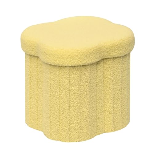 B FSOBEIIALEO Storage Ottoman Cube, Flowers Shaped Ottomans with Storage Foot Stool Footrest for Lving Room, Boucle Ottoman Seat for Dorm Room,Faux Teddy Fur, Yellow 12.6"x12.6"x12.6" - color: Flower Yellow, size: 12.6"x12.6"x12.6"