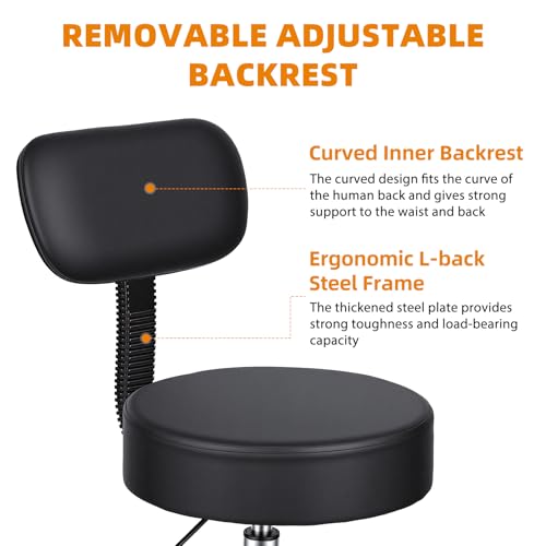 Drafting Stool with Backrest,Rolling Stool Swivel Chair