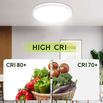 hykolity 9 Inch Selectable CCT LED Round Flat Panel Light,1800LM,2 Pack | 18W 3000K/4000K/5000K, Edge-Lit Flush Mount Ceiling Light Fixture for Kitchen, Bedroom, Laundry and Closet Room,White - color: White, size: 9 inch