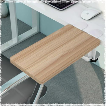 Foldable Clamp-On Desk Extender Tray with Wrist Rest - Ergonomic Keyboard Shelf for Computer Arm Support - color: Walnut