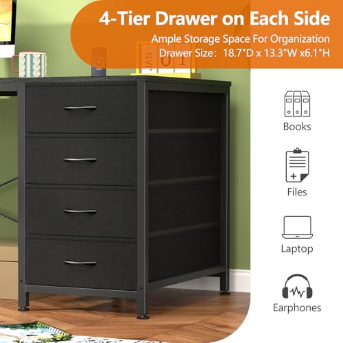 60 Inch Computer Desk with 8 Drawers for Home Office, Bedroom, Living Room - color: Black, size: 18.9"D x 59.8"W x 29.3"H