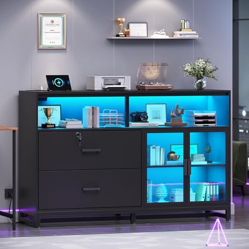 SEDETA 59" Filing Cabinet with Lock Drawers fits Legal Size for Home Office - color: Black, size: 59"