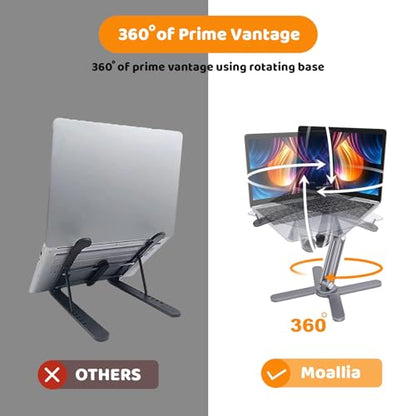 MOALLIA N86 360 Rotating Laptop Stand for Desk with Locking Knobs, Grey - color: Grey