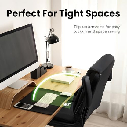 NEO CHAIR PU Leather Office Desk Chair with Adjustable Arms, All Black | Ergonomic Mid Back Computer Desk Chair Comfy with Wheels Swivel Rolling for Home Office Gaming Study - color: All Black