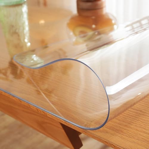 PVC Desk Mat – Waterproof Transparent Tabletop Shield, Anti-Scratch Sheet, Non-Slip Protector | Clear Desk Cover for Kitchen, Dining Area, Living Room, Study Table, Counter, Workstation - color: Transparent 1.0
