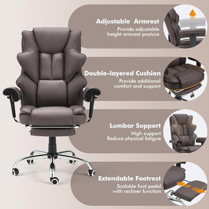 HOMREST Heated Massage Executive Office Chair with Foot Rest,Brown - color: Brown