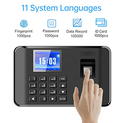 Dioche Biometric Time Recorder, Intelligent Biometric Fingerprint Password Attendance Time Clock Employee Checking in Recorder (03)