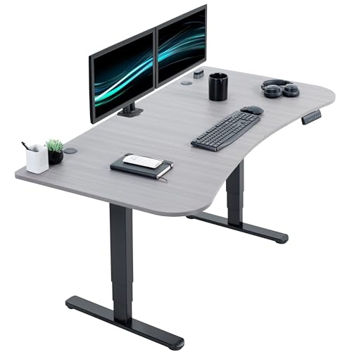 VIVO Dark Gray 63 x 32 in Standing Desk, DESK-KIT-2B1G | Electric, Dual Motor, Holds 220 lbs, Sit Stand, Height Adjustable, Home Office, Memory Presets, 2B Series, Black Frame - color: Dark Gray Top / Black Frame, size: 63 x 32