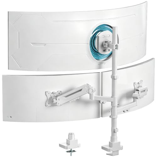 PUTORSEN Triple Monitor Mount, Up to 49 Inches, Holds 44 lbs - color: White