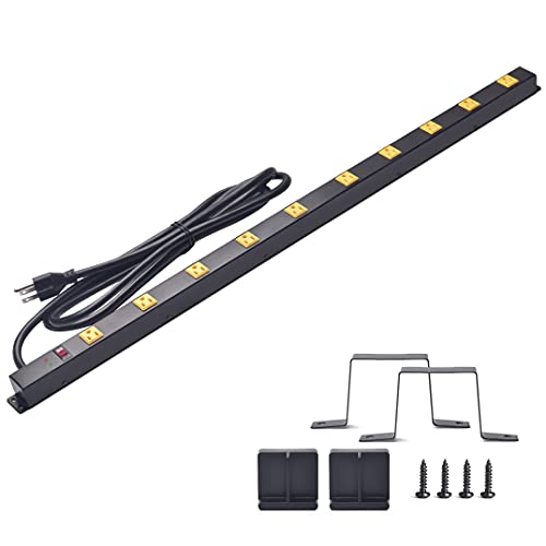 10-Outlet Heavy Duty Power Strip Surge Protector Metal Long Extension Cord 6-Foot, Black(1000J)… - size: 1pack