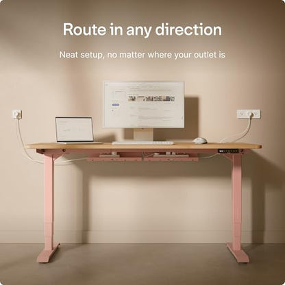 Desktronic Cable Duct Desk Pink Set of 2 - Stainless Steel Cable Management Desk Cable Duct with 5 Cable Cut-Outs - Easy to Install Cable Organiser - Cable Holder - color: Pink