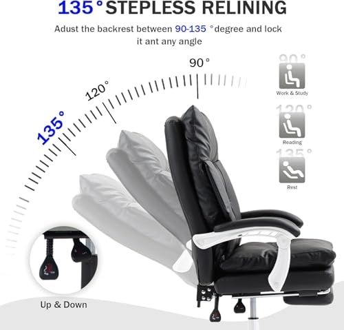 Executive Office Chair 155° Recline High Back Office Chair with Footrest & Adjustable Lumbar Support, Comfy Computer Chair for Study & Working (00black) - color: 00black