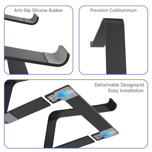 Laptop Stand for Desk Portable Computer Riser Metal Notebook Holder Printer Stand Office Desk Accessories Compatible with MacBook Air, Pro, Dell, HP, Lenovo and All 10-16" Laptops, Black - color: Black