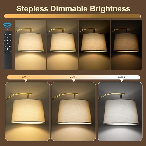 Real Wood Floor Lamps for Living Room Bedroom, 62" Mid Century Modern Lamp - color: Natural & Gold