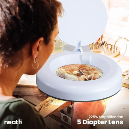 Neatfi LED Magnifying Lamp, 1200 Lumens, 2.25X Magnification (White) - color: White-2, size: 5-Diopter