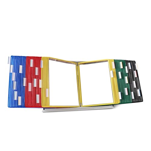 Tarifold Desktop Reference Organizer & Display System, 60 Double-Sided Pockets, 120 Sheet Capacity, Durable Steel Wire Frames, Letter Size, Made in France, Assorted Colors - color: Assorted Colors (Blue, Red, Yellow, Green, Black), size: 60 Pockets