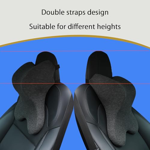 Car Neck Pillow for Driving Gaming Chair Headrest Pillow Office Chair Neck Pillow Ergonomic Design Double Straps Design Suitable for Different Heights - color: Dark Grey