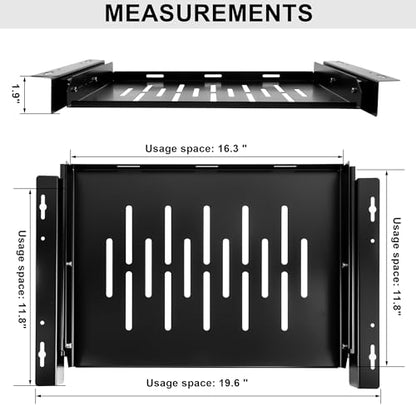 Under Desk Laptop Drawer with Air Vents, 16.3" x 12" Metal Laptop Drawer