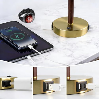 Table Lamp for Bedroom with USB & AC Outlet, Bulb Not Included - style: Retro