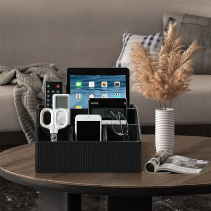 Desk Organizer Caddy Nightstand Organizer Remote Holder - color: Striped Black