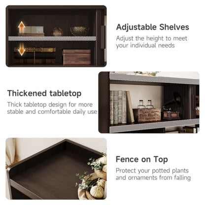 ONBRILL 51.2" Sideboard Buffet Cabinet with Outlet & Sliding Door, Brown - color: Brown, size: 51.2"